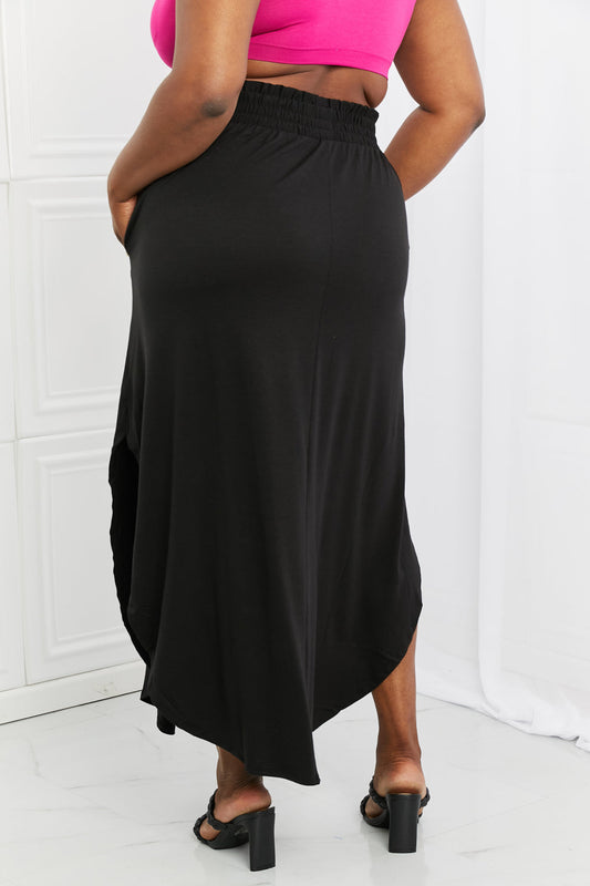 It's My Time Full Size Side Scoop Scrunch Skirt in Black