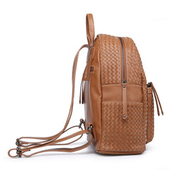 Woven backpack purse for women brown sif2068 BR05