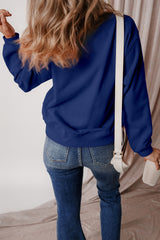 Smoke Green Solid Color Drop Shoulder Terry Sweatshirt