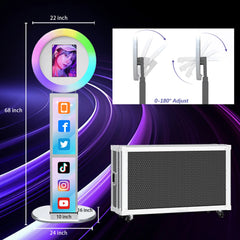 IPad Metal  Case Photo Booth With RGB Ring Light With Remote Control