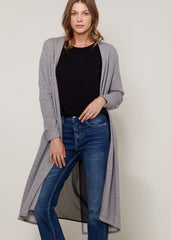 Women's Longline Chiffon Contrast Cardigan