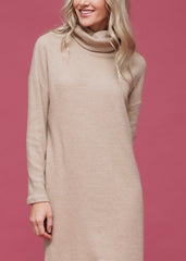 Women's Turtle Neck Midi Sweater Dress