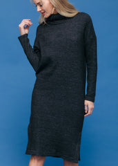 Women's Turtle Neck Midi Sweater Dress