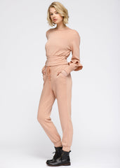 Women's Peplum Sweatpants In Peach