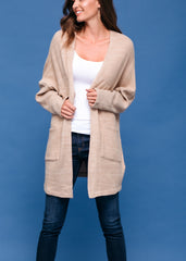 Women's Basic Cardigan In Camel