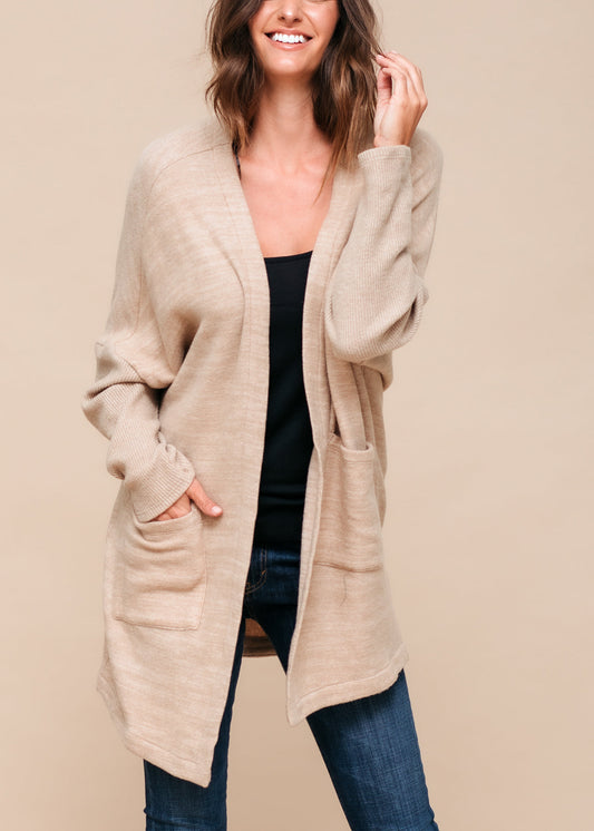 Women's Basic Cardigan In Camel