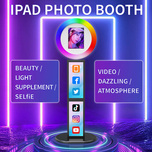 IPad Metal  Case Photo Booth With RGB Ring Light With Remote Control