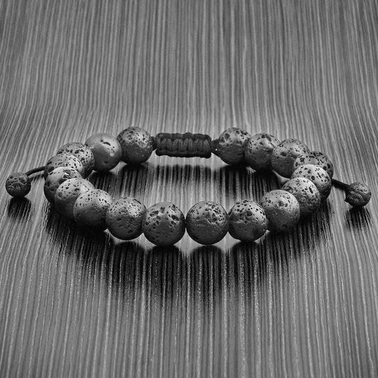 CRUCIBLE MEN'S 10MM NATURAL LAVA STONE BEAD ADJUSTABLE BRACELET