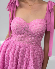 Enchanted Pink Rose Princess Bustier Dress: Royal Elegance