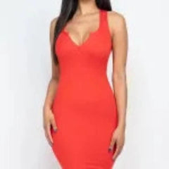 SPLIT NECK TANK MINI BODYCON DRESS