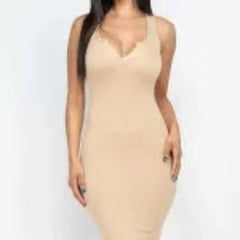 SPLIT NECK TANK MINI BODYCON DRESS