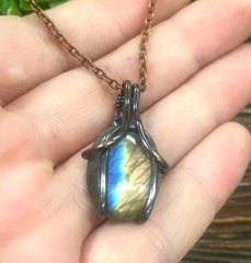 Mini Wire Wrapped Labradorite Gemstone Pendant