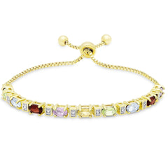 Colors of the Rainbow Bolo Adjustable 7-9" Bracelet in 18K Gold Plated