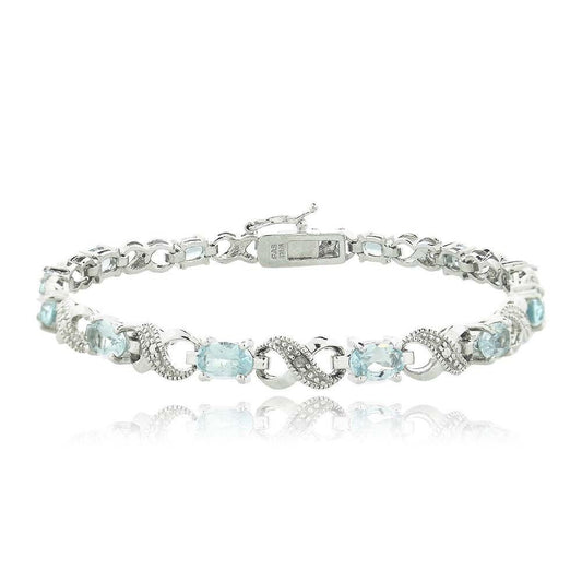 10.00 CT Genuine Blue Topaz Infinity Bracelet Embellished with  Crysta