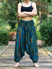 Bohotusk Teal Green Moonshine Low Crotch Harem Pants Womens