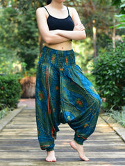 Bohotusk Teal Green Moonshine Low Crotch Harem Pants Womens