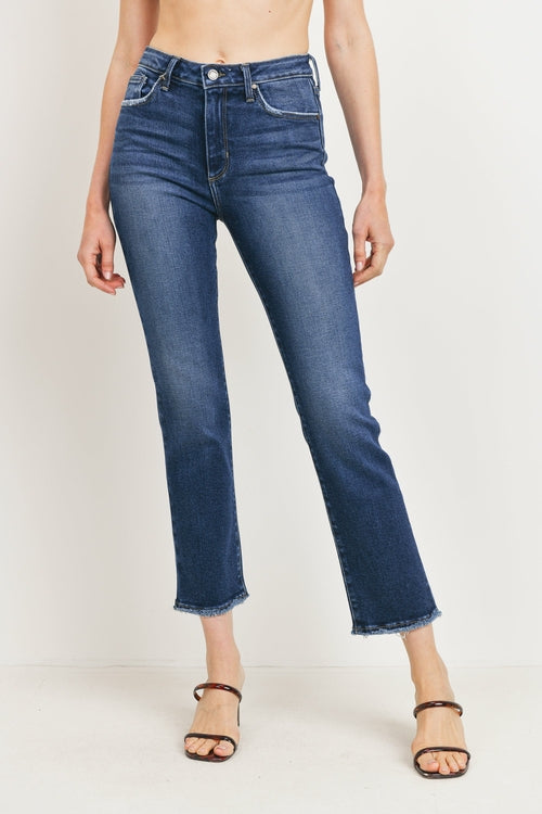 JUST BLACK DENIM HIGH WAISTED CLEAN STRAIGHT LEG JEAN