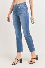 JUST BLACK DENIM HIGH WAISTED CLEAN STRAIGHT LEG JEAN