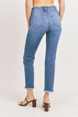 JUST BLACK DENIM HIGH WAISTED CLEAN STRAIGHT LEG JEAN