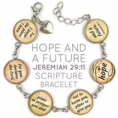 Jeremiah 29:11 "Hope and a Future" Scripture Bracelet – Glass Charm