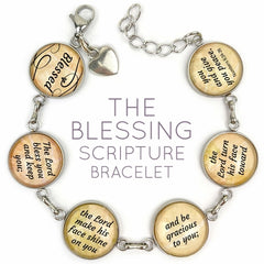 The Blessing Scripture Bracelet – Numbers 6 Glass Charm Stainless