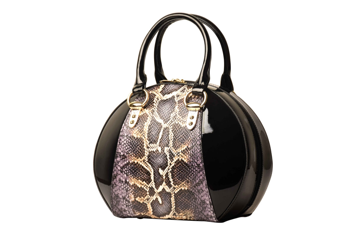 Bravo Handbags B15-0293BLK Svetlana Version 2 with Python Print Handba