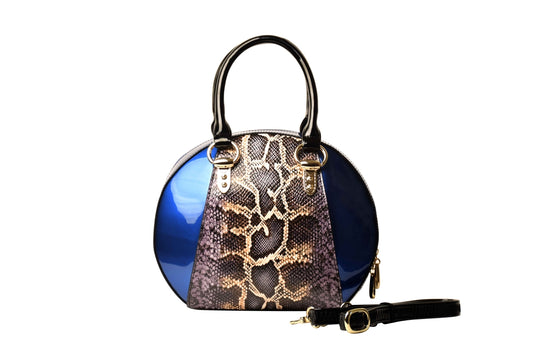 Bravo Handbags B15-0293BLU Svetlana Version 2 with Python Print Handba