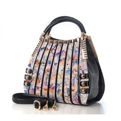 Bravo Handbags B96-6833FL Irina Print Signature Series Leather Handbag