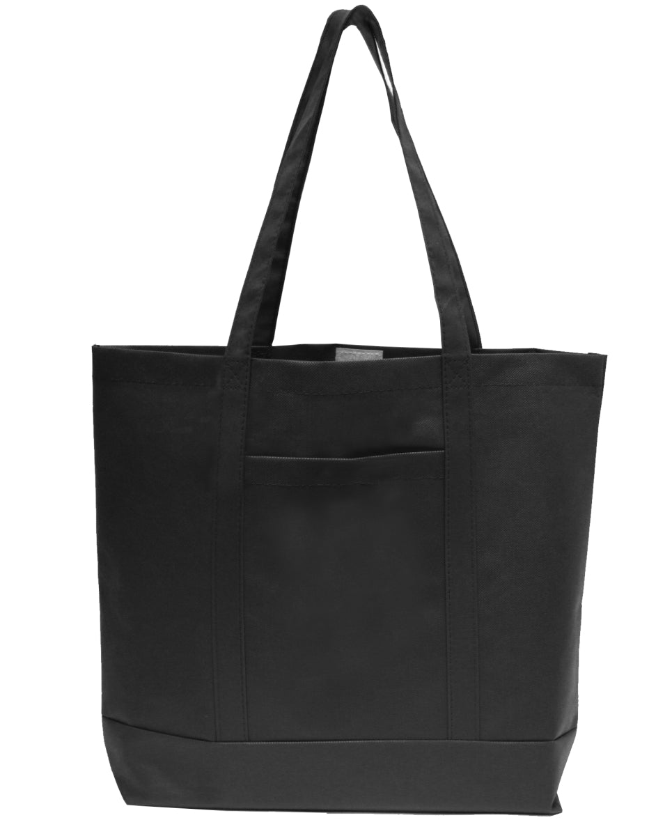 Gift Expressions NW301BLK Non Woven Tote with Pocket, Black - 10 P