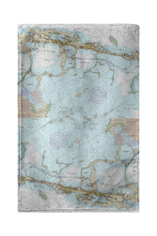 Betsy Drake BT11464L Key Largo, FL Nautical Map Beach Towel - 30 x