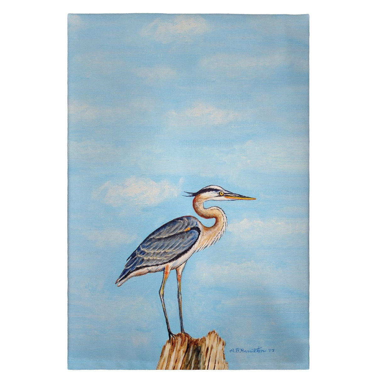 Betsy Drake GT627 Blue Heron on Stump Guest Towel - 20 x 20 in.