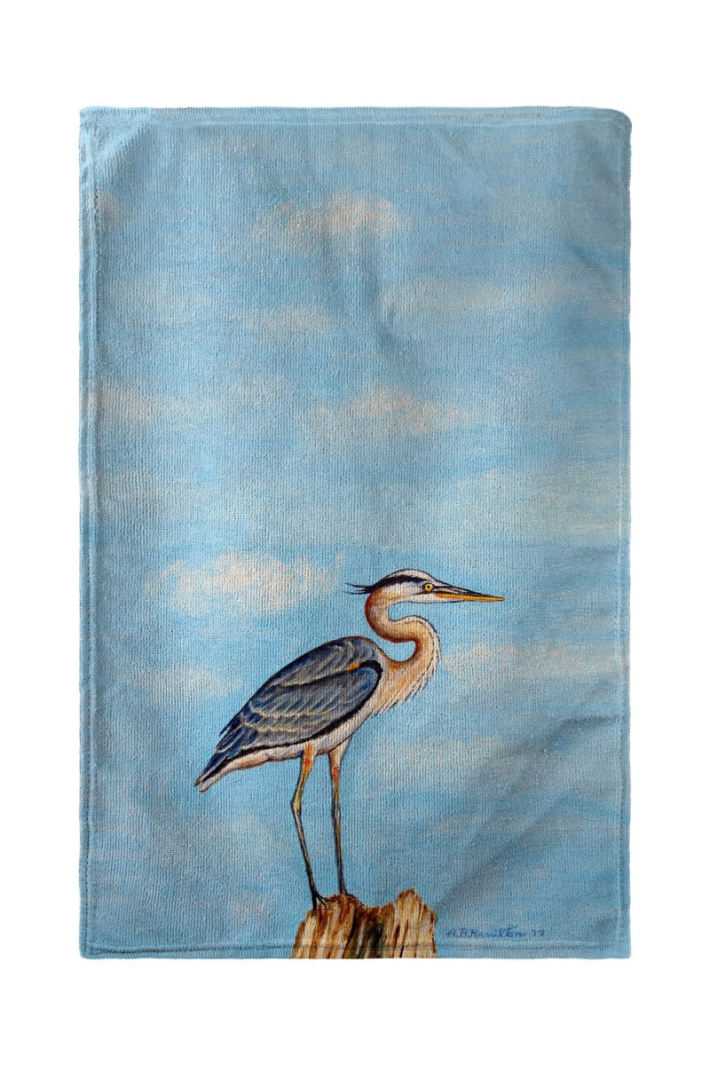 Betsy Drake BT627 30 x 50 in. Blue Heron on Stump Beach Towel