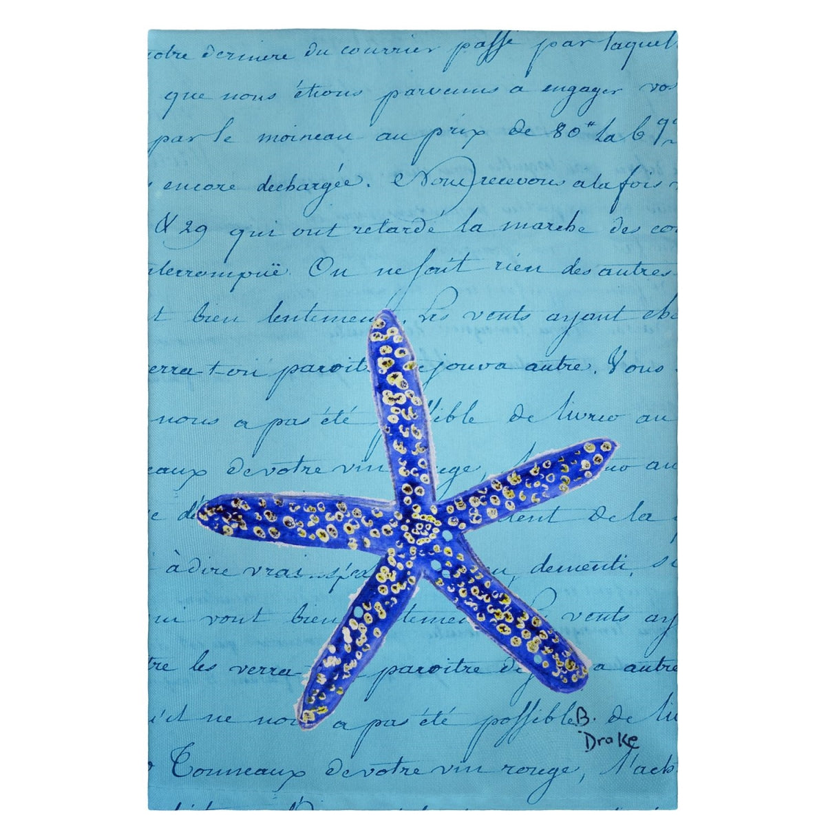 Betsy Drake GT991 20 x 20 in. Blue Starfish Guest Towel