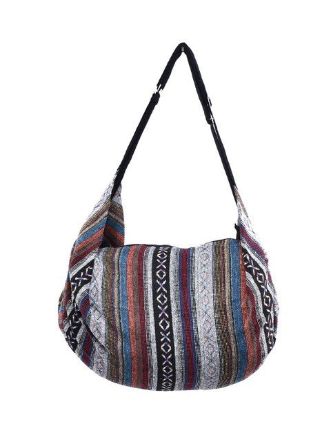 Bohotusk Striped Multi Coloured Cotton Canvas Duffle Bag