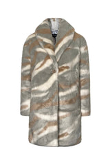 "BOUJIE BAE" Grey & Ivory Tan Marble Print Vegan Mink Fur Coat