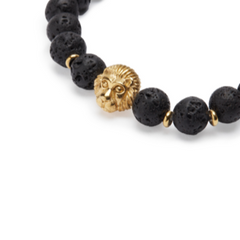 Bracelet en Pierres de Lave "Force & Vigueur du Lion"