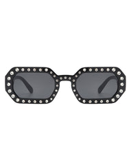 Whisp - Square Retro Rhinestone Tinted Geometric Fashion Sunglasses