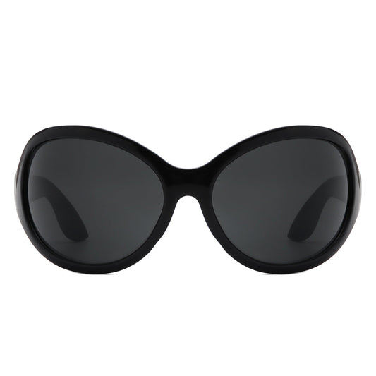 Aerith - Oversized Curved Round Fashion Sunglasses for Women