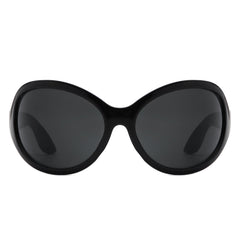 Aerith - Oversized Curved Round Fashion Sunglasses for Women