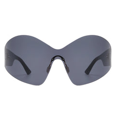 Electra - Oversized Rimless Wraparound Shield Sunglasses