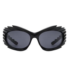 Nightgle - Rectangle Wrap Around Oval Spike Sport Sunglasses