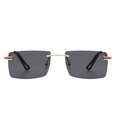 Vibrante - Rectangle Rimless Retro Tinted Fashion Flat top Sunglasses