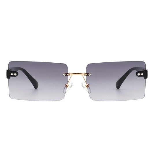 Jadesoul - Rectangle Retro Rimless Tinted Fashion Vintage Square