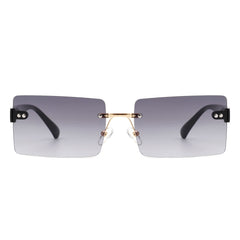 Jadesoul - Rectangle Retro Rimless Tinted Fashion Vintage Square