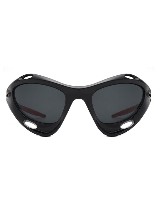 Nimbus - Chunky Geometric Wrap Around Square Sport Sunglasses