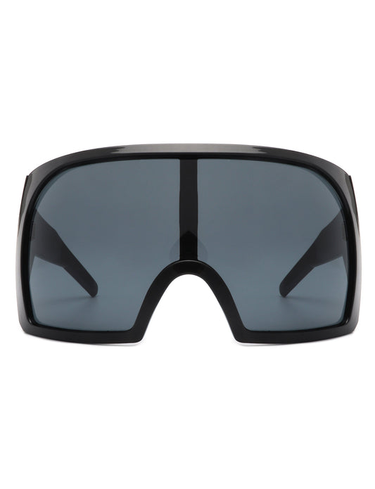 Blaze - Oversized Curved Shield Wrap-Around Square Sunglasses