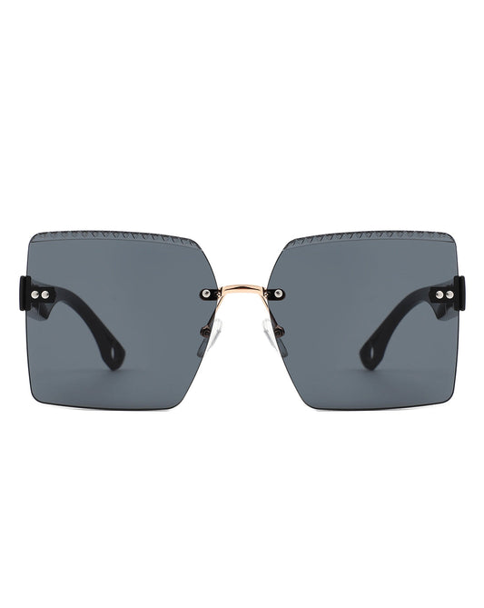 Zephyr - Oversized Tinted Curved Lens Square Fashion Sunglasses