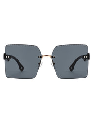 Zephyr - Oversized Tinted Curved Lens Square Fashion Sunglasses