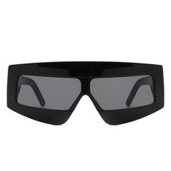 Celestia - Oversized Rectangle Square Tinted Flat Top Sunglasses