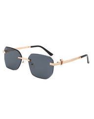 Solar - Curved Tinted Rimless Rectangle Sunglasses